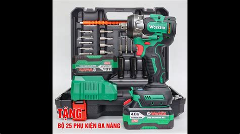 Chính Hãng Máy Siết Bulong WorkFix Lực 470Nm Tặng 26 Phụ Kiện