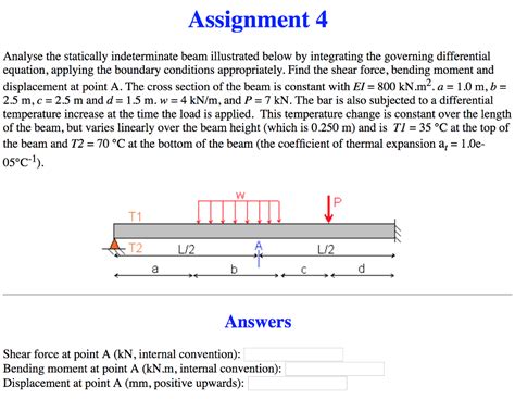 Solved Assignment Analyse The Statically Indeterminate Chegg