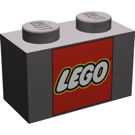 Lego Dark Stone Gray Brick X With Lego Logo With Bottom Tube