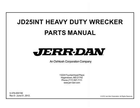 Jd25int Heavy Duty Wrecker Parts Manual Jerr Dan