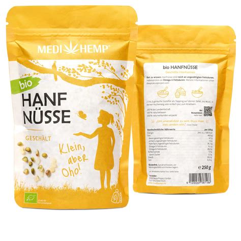 Hanf Lebensmittel Nüsse Protein und Omega Öle von Medihemp