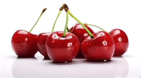 Premium Photo Juicy Red Cherries Isolated On White Ai Generated