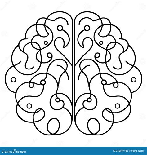 Continuous One Line Drawing Of Human Brain Hand Drawn Minimalism Style Stock Illustration