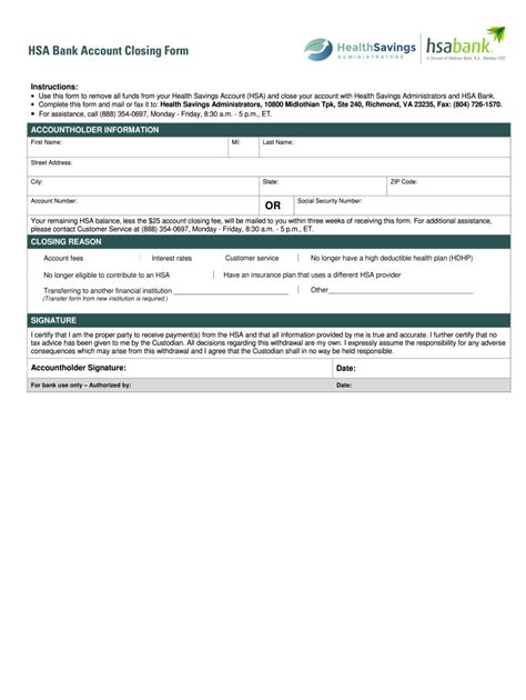 Hsa Savings Account Form