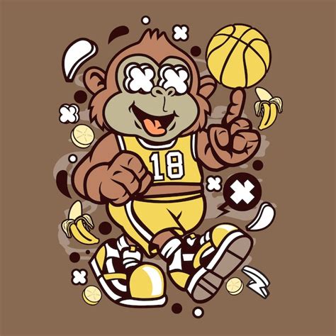 Premium Vector | Monkey basketball player