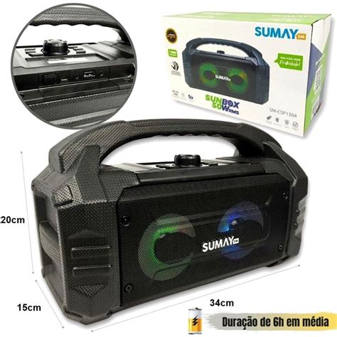 Caixa De Som Bluetooth Portatil Sumay Sundbox W Sm Csp Em