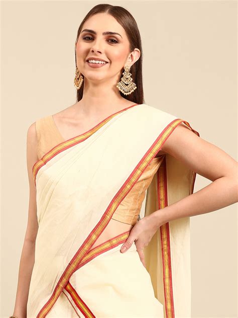 Buy Thara Sarees Zari Pure Cotton Kasavu Saree Sarees For Women