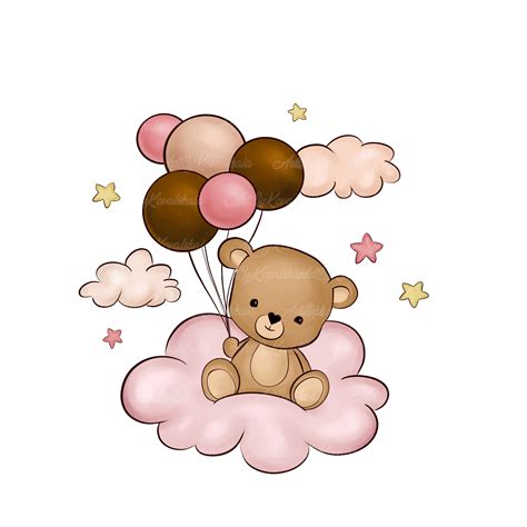 Teddy Bear Clipart, Cute Teddy Bear PNG, Baby Shower Clipart, Digital ...