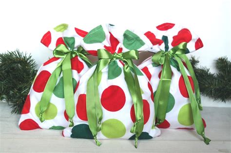 Christmas Fabric Gift Bag Holiday Drawstring Reusable Gift Etsy