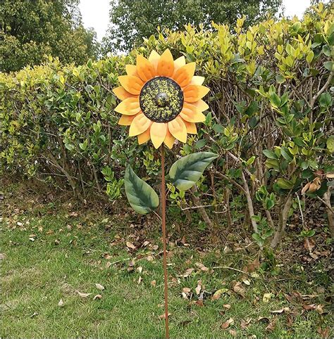 Vintage Metall Sonnenblumen Wind Spinner Mit Stehpol Garten Windm Hle