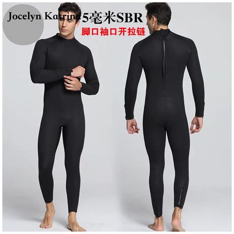 Men 5mm Long Sleeve Scr Black Diving Suit Neoprene Mens Wetsuit Front