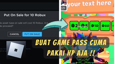 Cara Membuat Pass Di Game Roblox Android Youtube