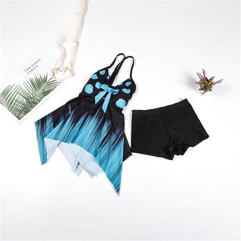 Cooler Sommer Frauen High Waisted Plus Size Badeanzüge Bikini Wave Point Print Peplum Tankini