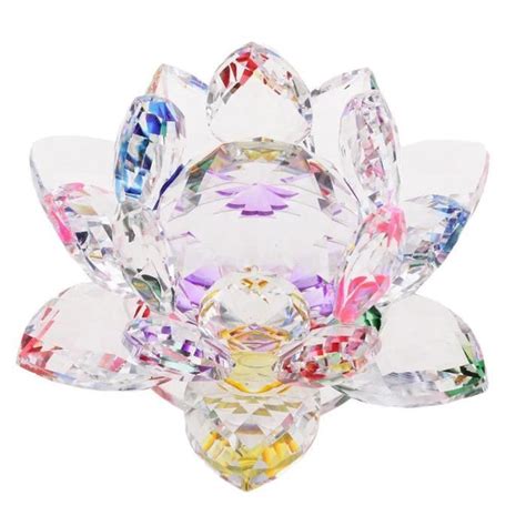 Porte Bougie Motif Cristal Lotus Bouddhiste Verre Bougeoir Chandelier