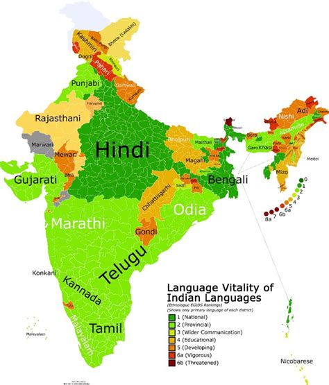 Map Of Indian Language Vitality Indian Language Map India World Map