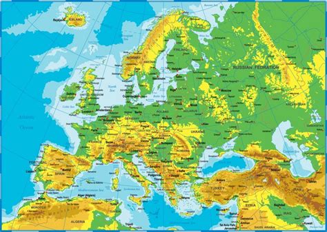 Wall Mural Europe Physical Map From Scandiwall Wallpassion