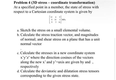 Solved Problem 4 3d Stress Coordinate Transformation At