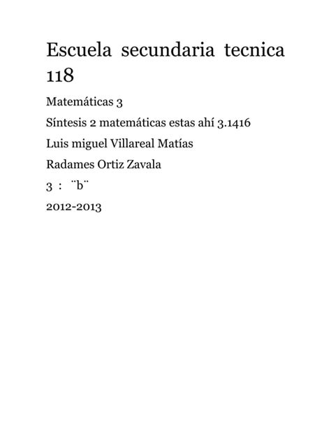 Escuela Secundaria Tecnica 118 3 Pdf