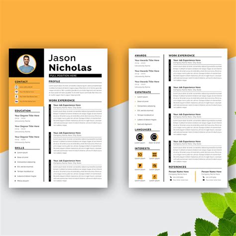 Minimalist Modern Resume Template Design - MasterBundles