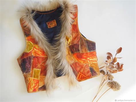 Жилетка с мехом Осень в стиле бохо (эко, этно, безрукавка, жилет) в ...