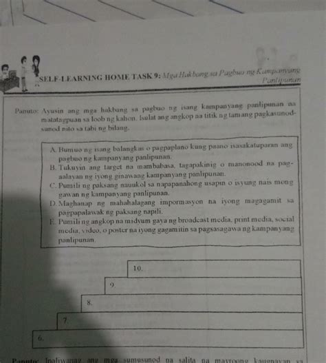 Panuto Ayusin Ang Mga Hakbang Sa Pagbuo Ng Isang Kampanyang Panlipunan