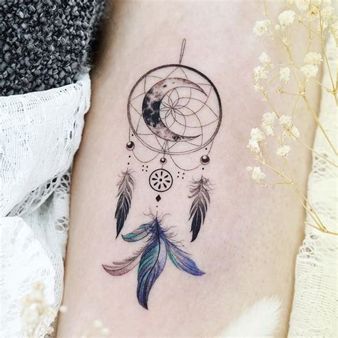 Tatuaje Atrapasueños lunar por Tattooist Dal Tatuajes para Mujeres