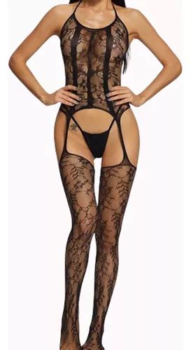 Lingerie Erótica Renda Meia Peça Única Sexy Coordenada Parcelamento sem juros