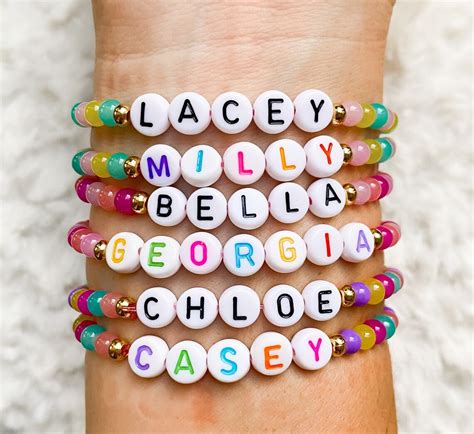 Personalised Colourful Beaded Bracelet Childrens Colourful Etsy Australia