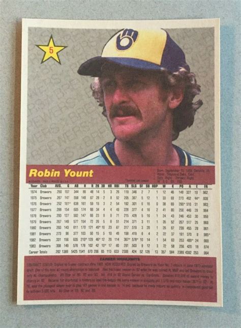 Donruss Action All Stars Robin Yount For Sale Online Ebay