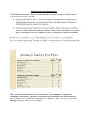 1 The Physical Count Of Ending Inventory 2 Docx The Physical Count