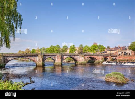 The Old Dee Bridge And The River Dee Chester Cheshire England UK