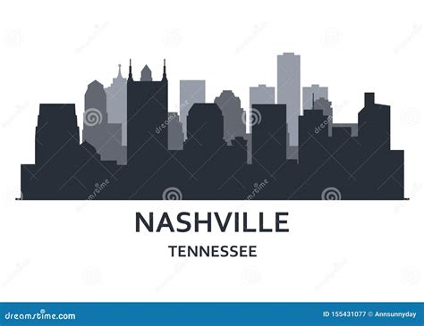 Nashville City Skyline Golden Silhouette Cartoon Vector