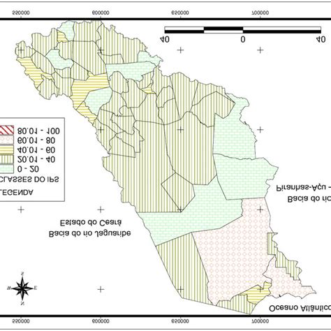 Mapa temático de taxa de urbanização dos municípios da BHRAM