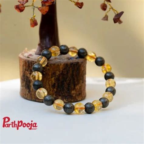 Black Gemstone Pyrite And Citrin Bracelate Bracelet Type Vastu Size