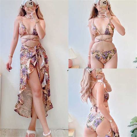 Summer Beach Sexy Split Skirt Three Piece In Bikini Swimsuit Swimwear Shopee Philippines