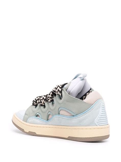 Lanvin Curb Lace Up Sneakers Blue Farfetch Uk