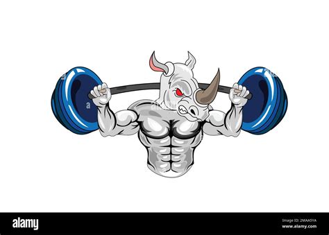 Rino Bodybuilding Mascots Vector Illustration Stock Vector Image And Art