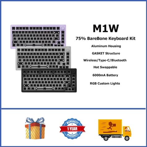 Monsgeek M W Aluminum Barebone Keyboard Kit Wireless Hot Swappable Custom Keyboard With Knob