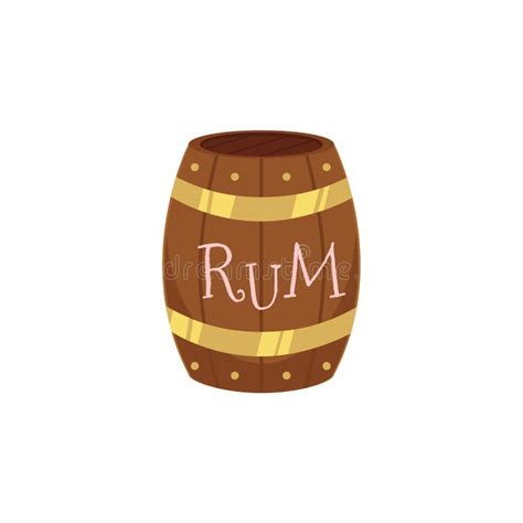 Vector Wooden Rum Barrel Isolated Illustration Stock Vector