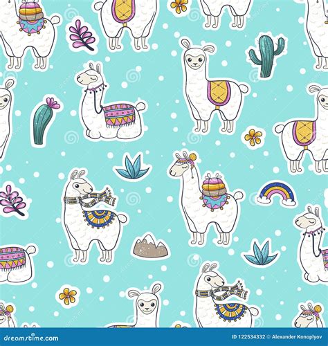 Lama Seamless Pattern Stock Vector Illustration Of Lama 122534332