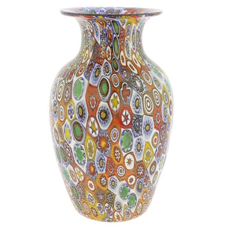 Murano Glass Vases Golden Quilt Millefiori Urn Vase