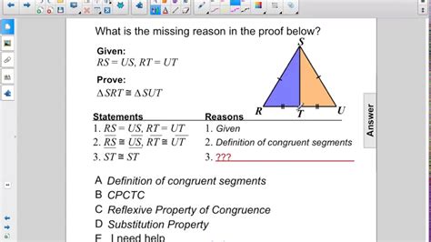 Geometry Congruent Tri Proving Congruence Sss Q11 Youtube