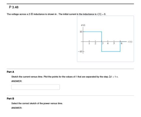 Solved P The Voltage Across A H Inductance Is Shown Chegg