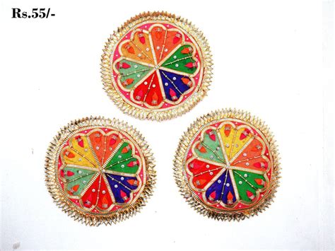 Round Shape Silk Gota Buti Multi Color Hand Work Gota Patti Work Buti