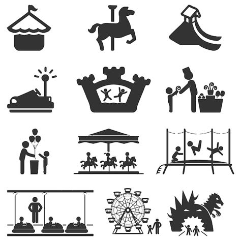 Premium Vector Vector Amusement Park Icons Set