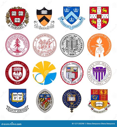 Set of Top World Universities and Institutes Logos Editorial Stock ...