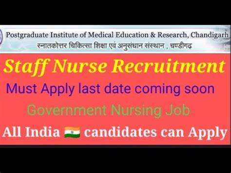 PGIMER Chandigarh Staff Nurse Recruitment 2020 Nursing Officer