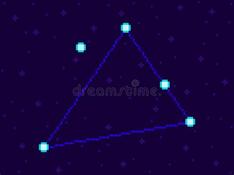 Triangulum Australe Constellation In Pixel Art Style 8 Bit Stars In