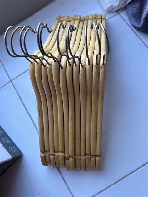 Hanger Kayu Pcs Premium Natural Estetik Gantungan Baju Kayu