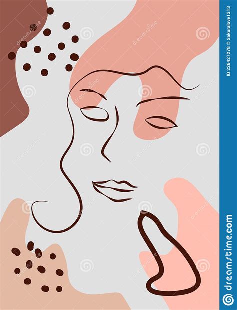 Abstract Woman Face One Line Drawing Portret Minimalistic Style Continuous Line Stock Vector